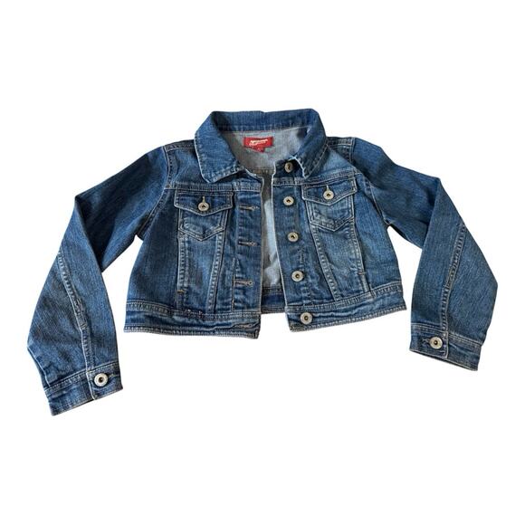 Arizona Classic Denim Jacket Girls Small 7/8 Button Up Medium Wash Timeless - Picture 2 of 8